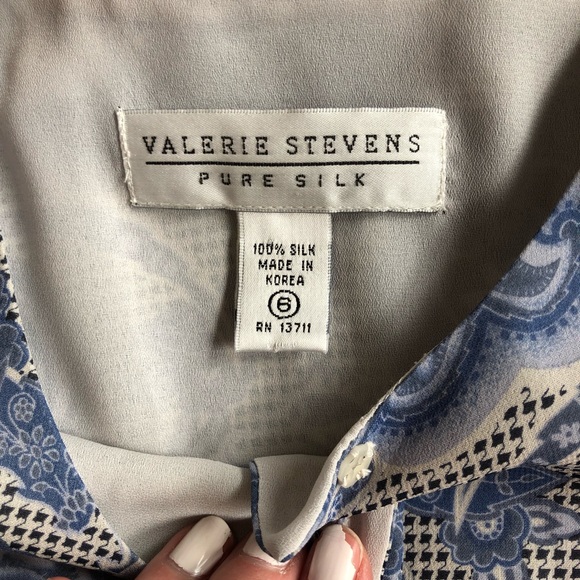 •SILK• cropped button up •HOUNDSTOOTH •PAISLEY top blouse sz 6 - Picture 2 of 10